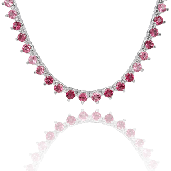 Tennis Necklace with Tourmaline Stones (October Birthstones) in 14K Gold (1.75 mm - 4.0 mm)