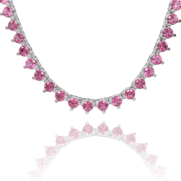 Tennis Necklace with Tourmaline Stones (October Birthstones) in 14K Gold (1.75 mm - 4.0 mm)