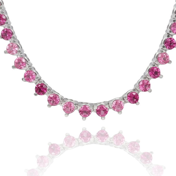 Tennis Necklace with Tourmaline Stones (October Birthstones) in 14K Gold (1.75 mm - 4.0 mm)