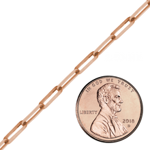 Load image into Gallery viewer, Bulk / Spooled Trace Elongated Paperclip Cable Chain in 14K Rose Gold (2.50 mm - 3.50 mm)
