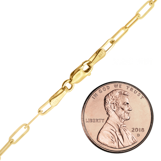 Tribeca Trace Paperclip Chain Necklace in Sterling Silver 18K Yellow Gold Finish