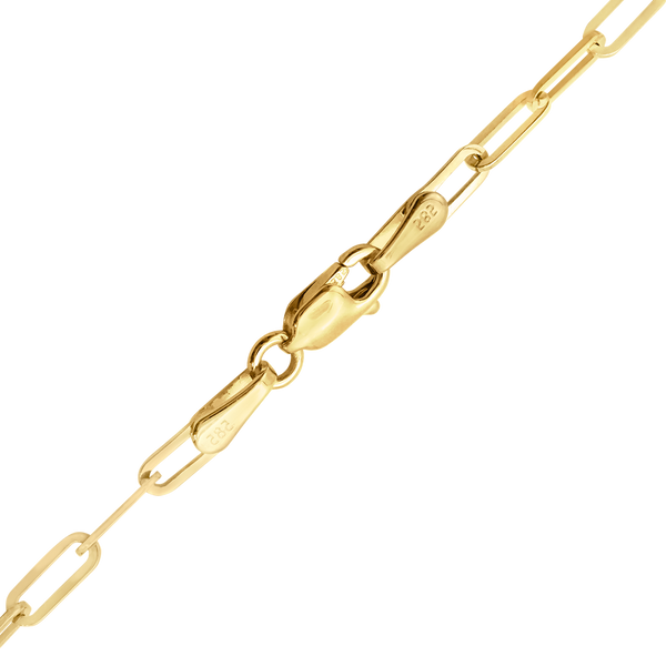 Tribeca Trace Paperclip Chain Necklace in Sterling Silver 18K Yellow Gold Finish