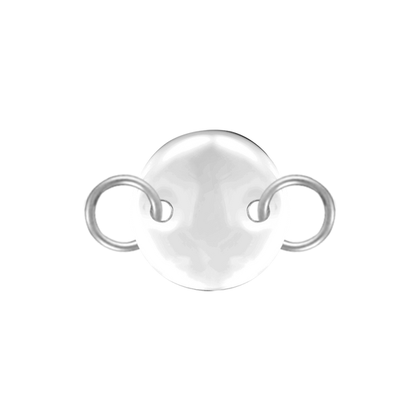 14K White Gold Round Disc Pendant with 2 Rings