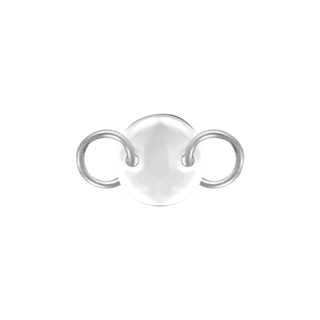 14K White Gold Round Disc Pendant with 2 Rings