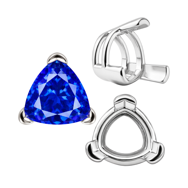 ITI NYC V-End Trillion Shape Wire Basket Settings in Sterling Silver (3.00 mm - 16.00 mm)