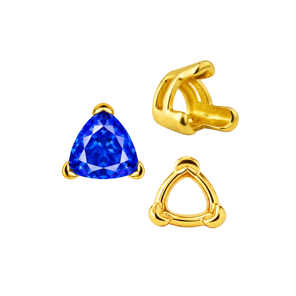 ITI NYC V-End Trillion Shape Wire Basket Settings in 14K Gold (3.00 mm - 16.00 mm)