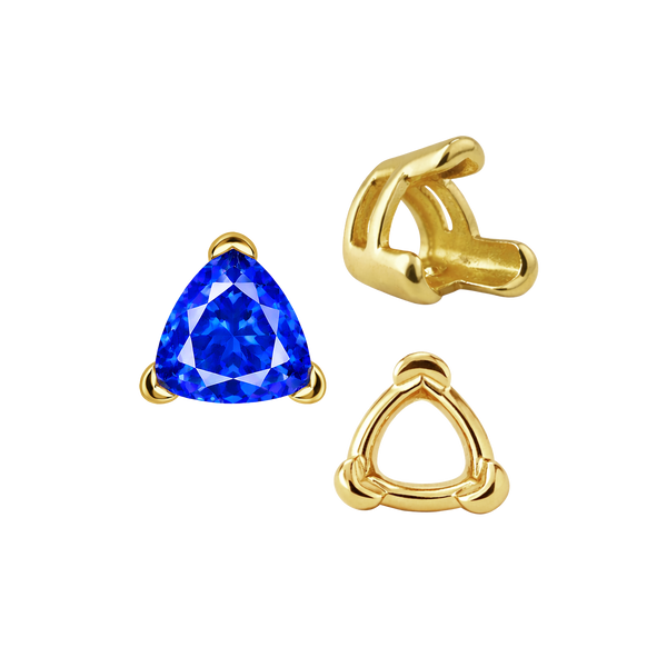 ITI NYC V-End Trillion Shape Wire Basket Settings in 14K Gold (3.00 mm - 16.00 mm)