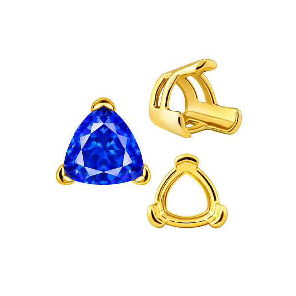 ITI NYC V-End Trillion Shape Wire Basket Settings in 14K Gold (3.00 mm - 16.00 mm)