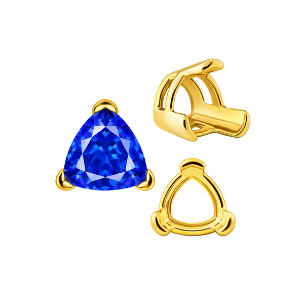 ITI NYC V-End Trillion Shape Wire Basket Settings in 14K Gold (3.00 mm - 16.00 mm)