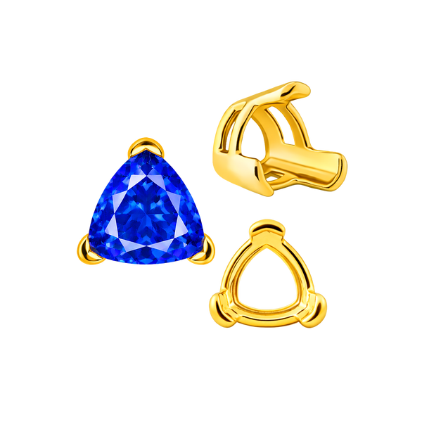 ITI NYC V-End Trillion Shape Wire Basket Settings in 18K Gold (3.00 mm - 12.00 mm)