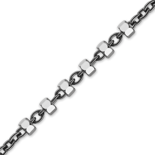 Bulk / Spooled Black Ruthenium Multi-Studded Cable Chain in Sterling Silver (1.30 mm)
