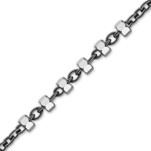 Bulk / Spooled Black Ruthenium Multi-Studded Cable Chain in Sterling Silver (1.30 mm)