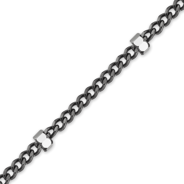 Bulk / Spooled Black Ruthenium Studded Curb Chain in Sterling Silver (1.00 mm)