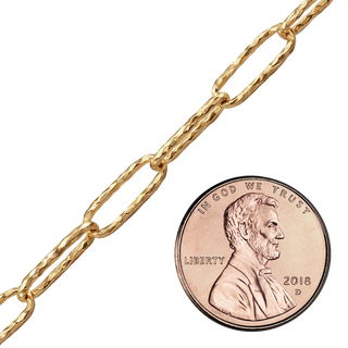 Bulk / Spooled Hammered Paperclip Cable Chain in 14K Gold-Filled (4.30 mm)