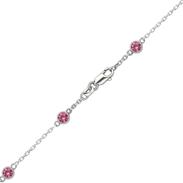 Finished Diamond by the Yard Cable Chain Bracelet in 14K White Gold with Tourmaline Stones