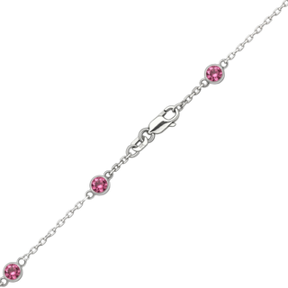 Finished Diamond by the Yard Cable Chain Necklace in 14K White Gold with Tourmaline Stones