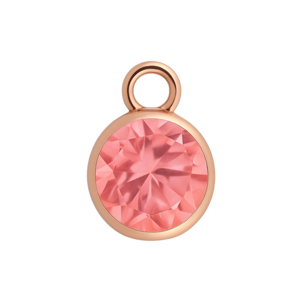 Diamond or Gemstone Bezel Drop Charm in 14K Rose Gold