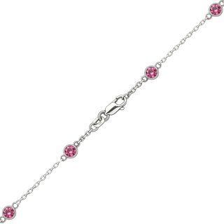 Finished Diamond by the Yard Cable Chain Anklet in 14K White Gold with Tourmaline Stones