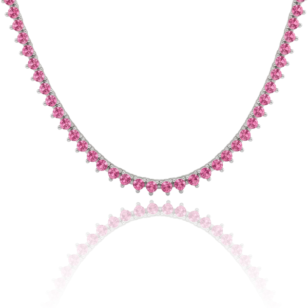 Tennis Necklace with Tourmaline Stones (October Birthstones) in 18K Gold (1.75 mm - 4.0 mm)