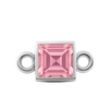 Diamond or Gemstone Square Bezel Bracelet/Necklace Charm in 14K White Gold