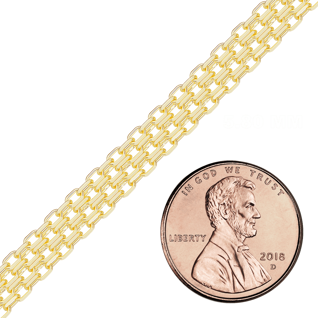 Bulk / Spooled Triple Bizmark Chain in 14K Yellow Gold (5.80 mm)