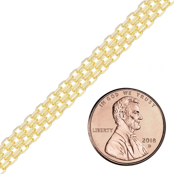 Bulk / Spooled Bizmark Chain in 14K Yellow Gold (2.30 mm - 5.80 mm)
