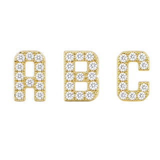 Small Initial Charm with Natural Diamonds Finding in 14K Gold