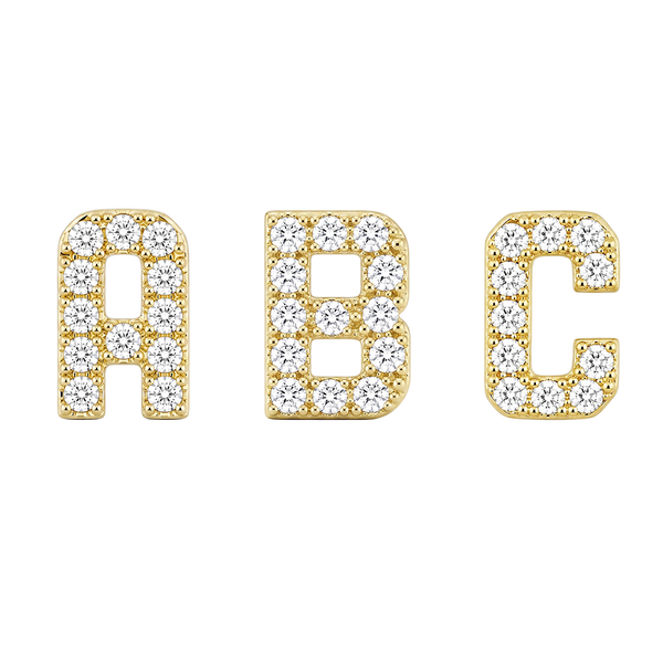 Small Initial Charm with Natural Diamonds Finding in 14K Gold