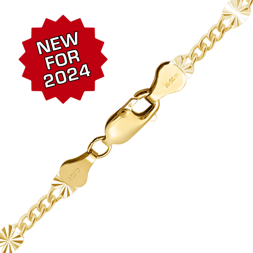 Finished Valentino (Alternating 3X Curb) Necklace in 14K Gold-Filled