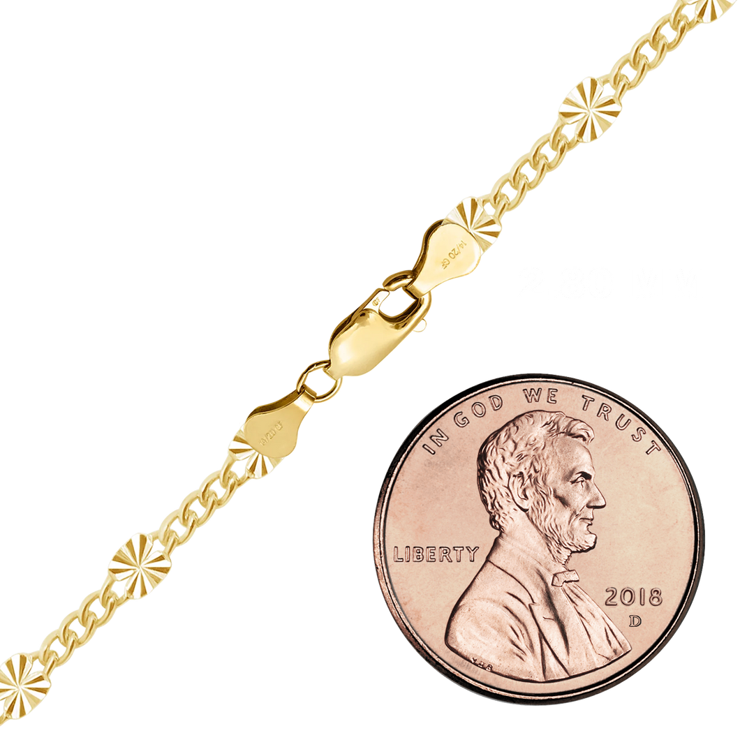 Finished Valentino (Alternating 3X Curb) Necklace in 14K Gold-Filled