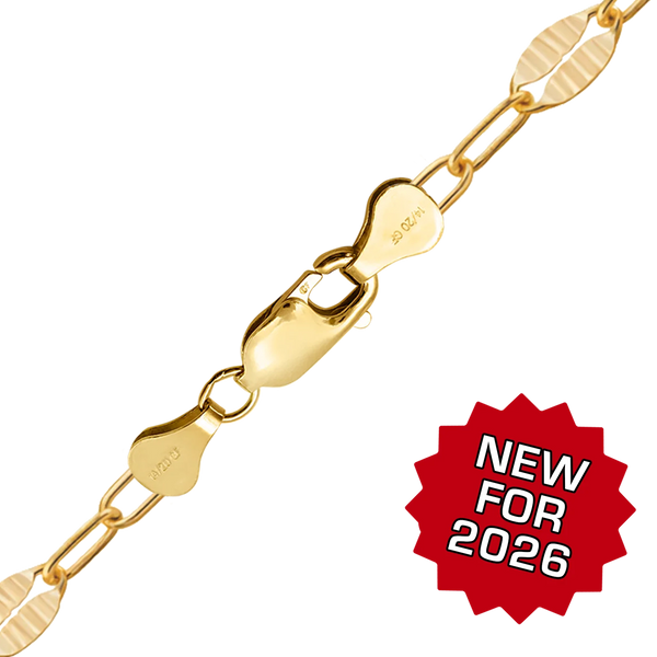 Finished Etched Alternating Valentino Paperclip Necklace in 14K Gold-Filled