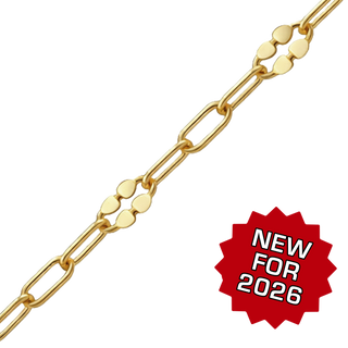 Bulk / Spooled Clover Alternating Valentino Paperclip Chain in 14K Gold-Filled (3.00 mm)