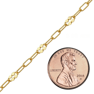 Bulk / Spooled Clover Alternating Valentino Paperclip Chain in 14K Gold-Filled (3.00 mm)