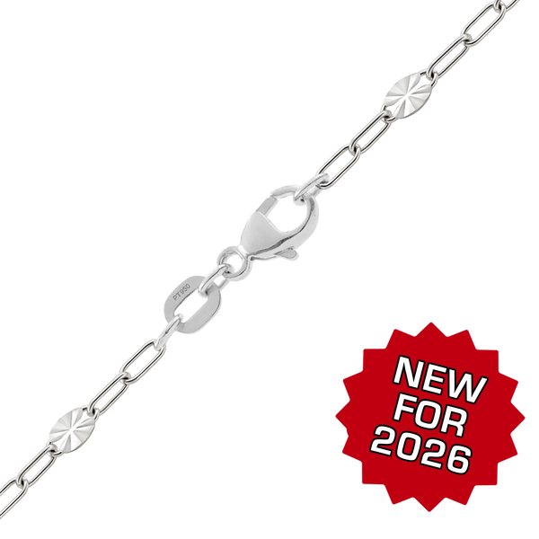 Finished Alternating Paperclip Cable Anklet in Platinum