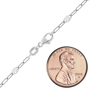 Finished Alternating Paperclip Cable Anklet in Platinum