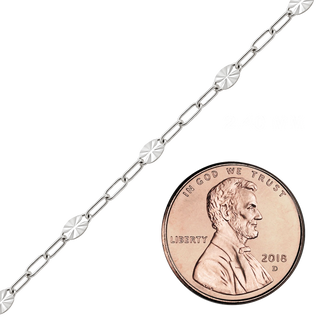 Bulk / Spooled Sparkle Alternating Valentino Paperclip Chain in Platinum (2.40 mm)