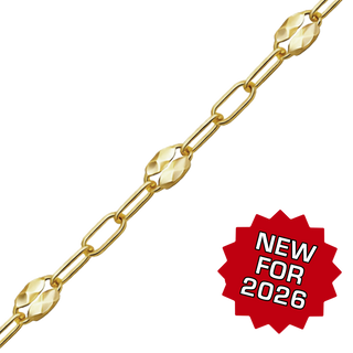 Bulk / Spooled Textured Alternating Valentino Paperclip Chain in 14K Gold-Filled (3.30 mm)