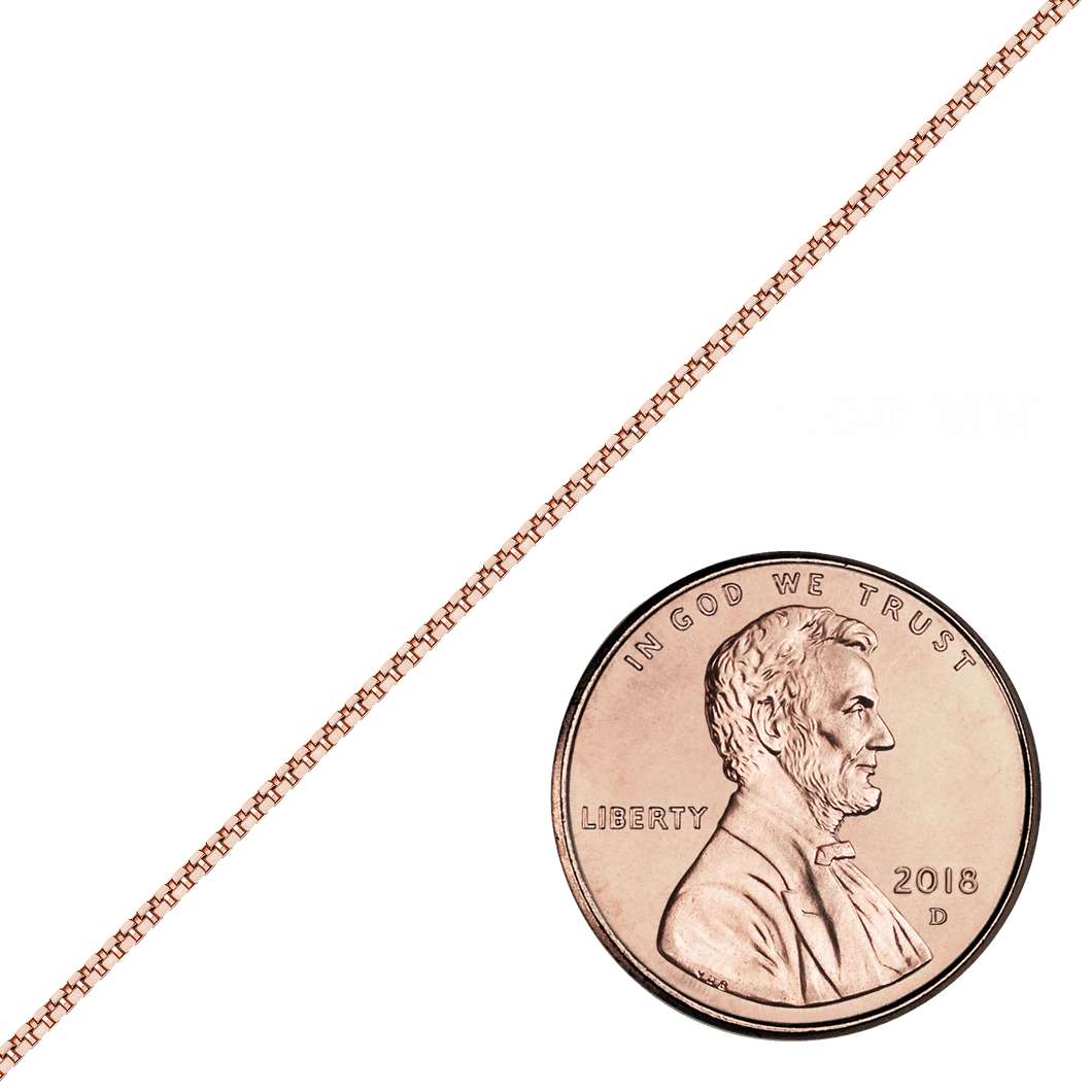 Bulk / Spooled Venetian Box Chain in 14K Rose Gold (1.00 mm)