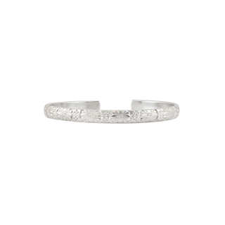 Sterling Silver Floral Pattern Cuff Bracelet WPDM17C