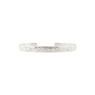 Sterling Silver Floral Swirl Pattern Cuff Bracelet WPDM23C
