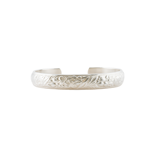 Sterling Silver Floral Leaf Pattern Cuff Bracelet WPDM2C