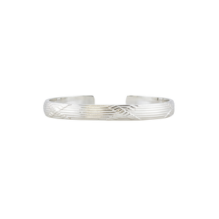Sterling Silver X Line Pattern Cuff Bracelet WPDM7C