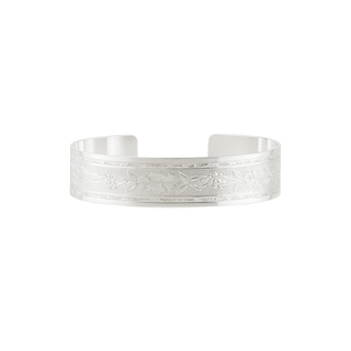 Sterling Silver Floral Leaf Pattern Cuff Bracelet WPFL18C