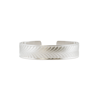 Sterling Silver Leaf Pattern Cuff Bracelet WPFL21C