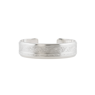 Sterling Silver Floral Pattern Cuff Bracelet WPFL25C