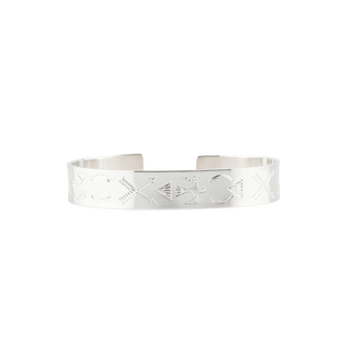 Sterling Silver Symbol Pattern Cuff Bracelet WPFL34C