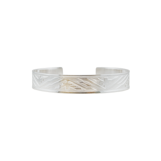 Sterling Silver Aztec Symbol Pattern Cuff Bracelet WPFL35C