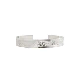Sterling Silver 3D Pyramid Pattern Cuff Bracelet WPFL38C