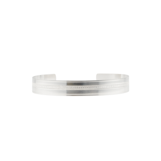 Sterling Silver Stripe Floral Pattern Cuff Bracelet WPFL39C