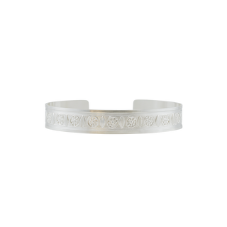 Sterling Silver Floral Pattern Cuff Bracelet WPFL40C
